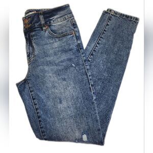 CAbi Style #4153 The Cinch Skinny Jeans, Distressed Acid Washed, 4